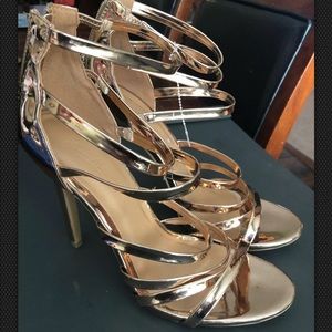 Anne Michelle Stiletto Heels Rose Gold EUC Size 10